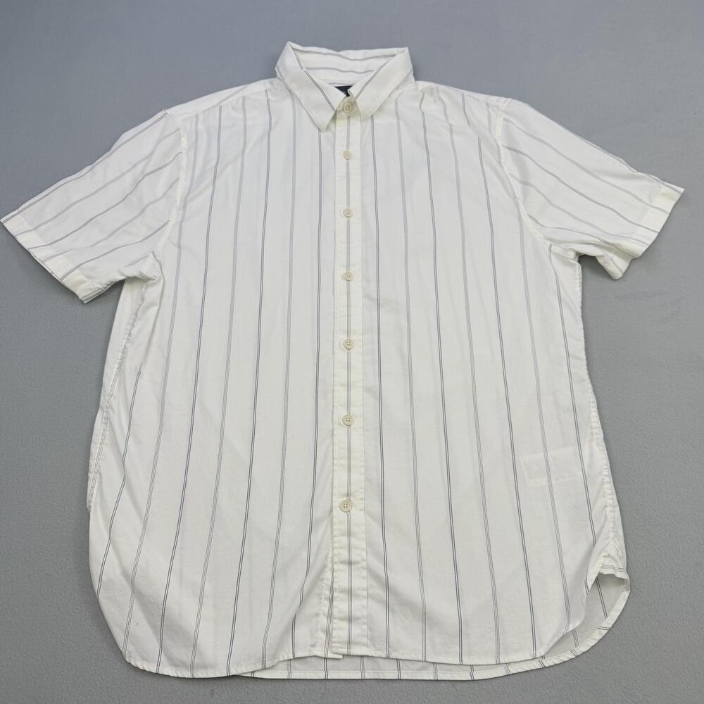 Vince Shirt Mens Medium White Striped Short Sleeve Chatsworth Classic Fit Casual